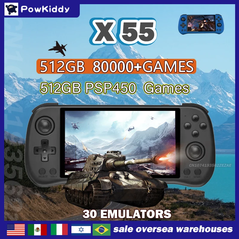 Gaming Console X55 - 80000 Spiele 512G POWKIDDY X55 5,5