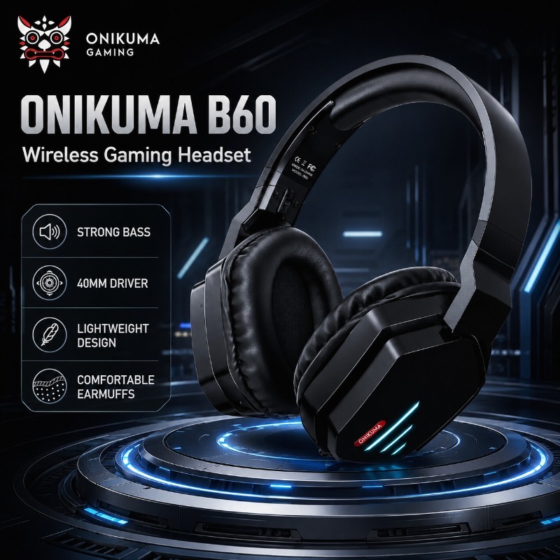 Gaming Console Amazon - ONIKUMA B60 Kabelloses Gaming-Headset mit Stereo-Sound,
