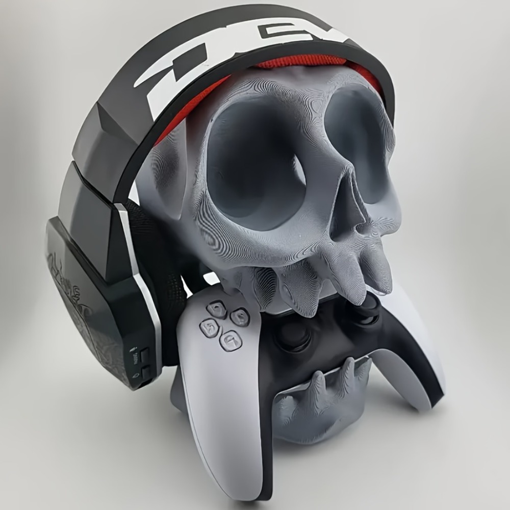 Controller Stand Holder - Totenkopf-förmiger Controller-Ständer Kopfhörerhalter 2-in-1 Gaming-Zubehör Gotischer