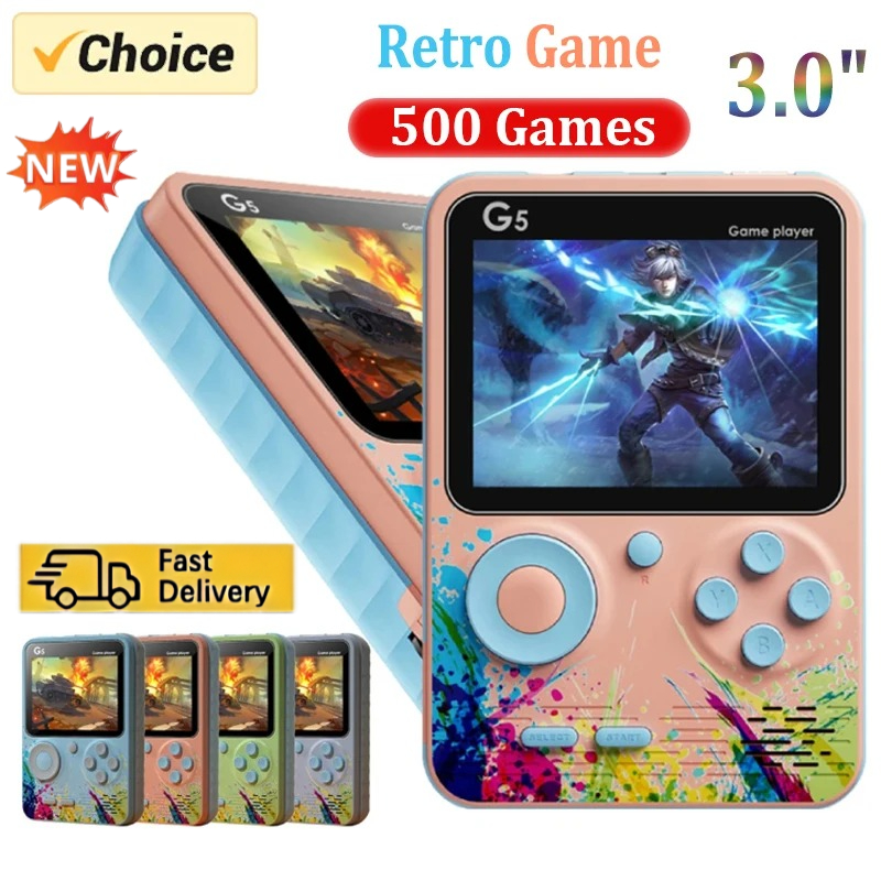 Gaming Console Under 500 - Retro G5 Tragbare Handheld-Spielkonsole 3,0-Zoll-Bildschirm 500