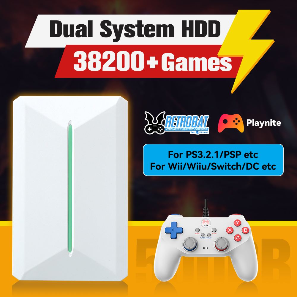 Gaming Console Emulator - Retrobat&Playnite System HDD Retro-Spielekonsole für PS3/PS2/WIIU/WII/Switch/MAME