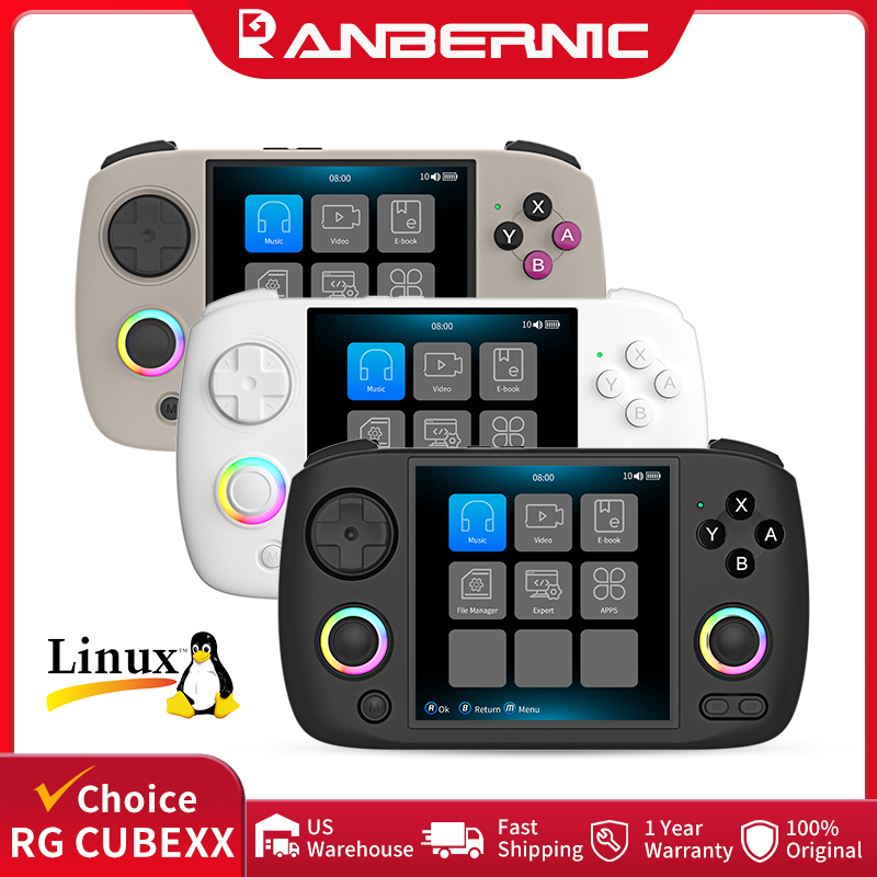 Gaming Console Bluetooth - ANBERNIC RG CubeXX Handheld-Spielekonsole, 3,95-Zoll-IPS-Bildschirm, 64-Bit-Linux-System,