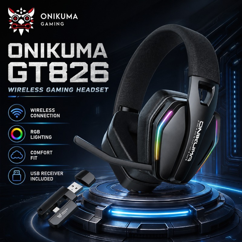 Gaming Console Amazon - ONIKUMA GT826 Kabelloses Gaming-Headset, Bluetooth, RGB-Licht,